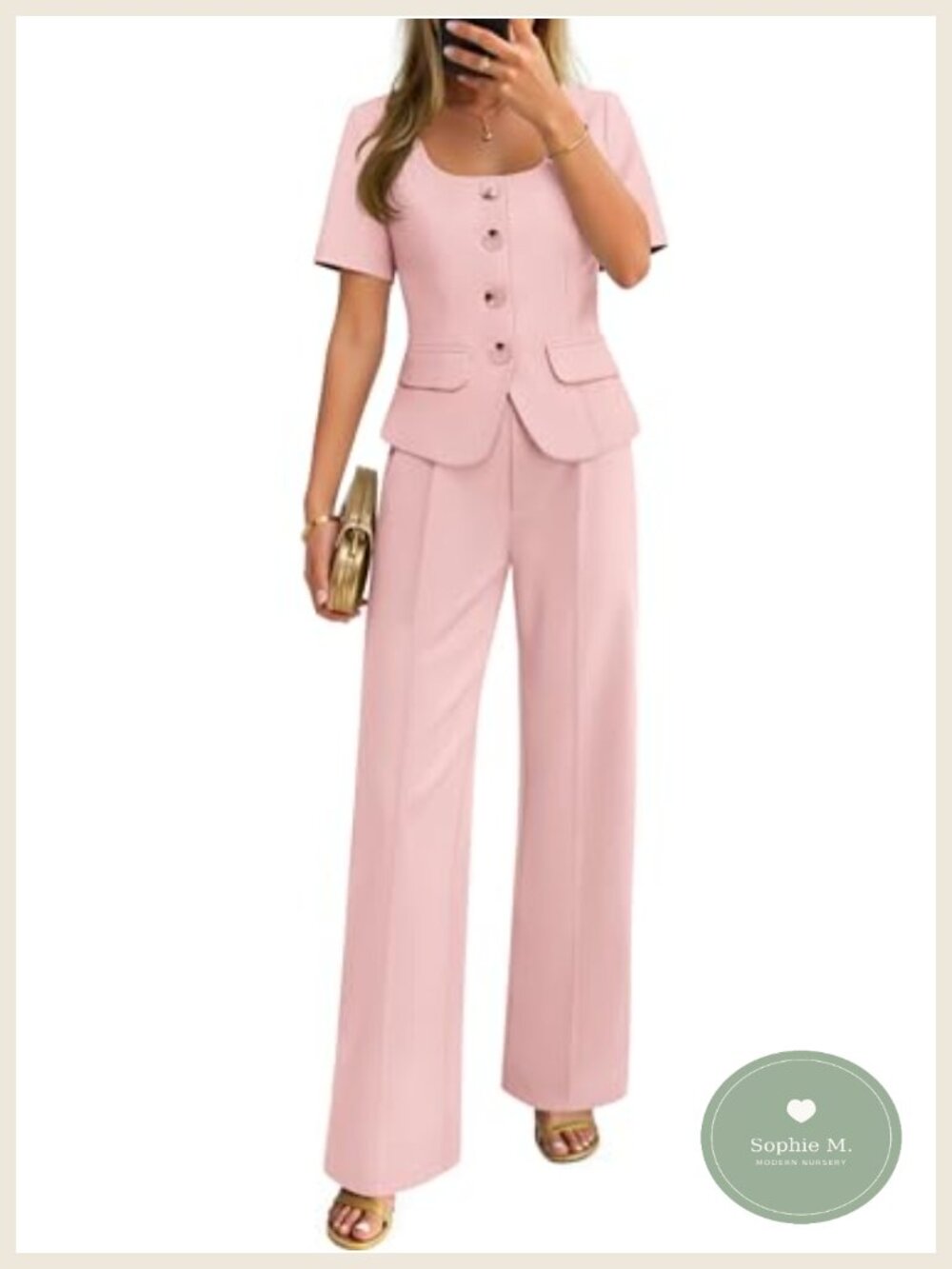 Two Piece Suit Set for Women Business Casual Blazer Pants Outfit